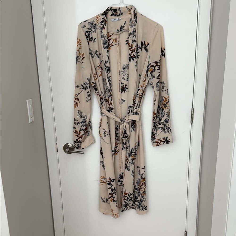 Dex Floral Beige Wrap Shawl/Coat